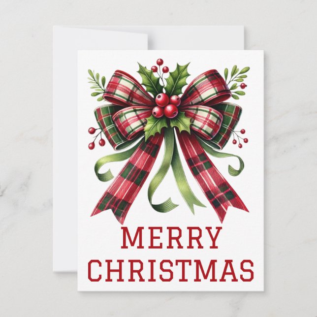 Carte de Noël Coquette Bow Et Ribbon (Devant)
