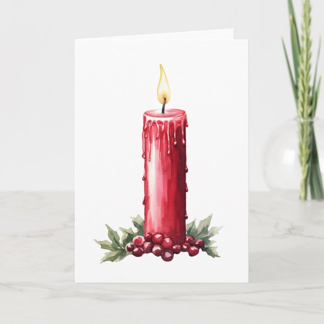Carte de Noël Cosy Candle Holiday Card - Blank Gre (Devant)