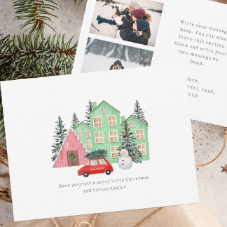 carte de Noël cottage d'hiver aquarelle photo de v