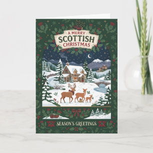 Carte de Noël Cottage Écossais Joyeux