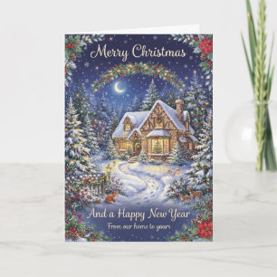 Carte de Noël Cottage enneigé