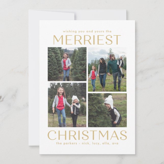 Carte de Noël couleur collage propre éditable (Devant)