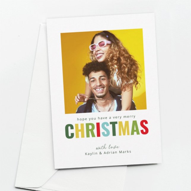 Carte de Noël couleur simple photo (Créateur téléchargé)