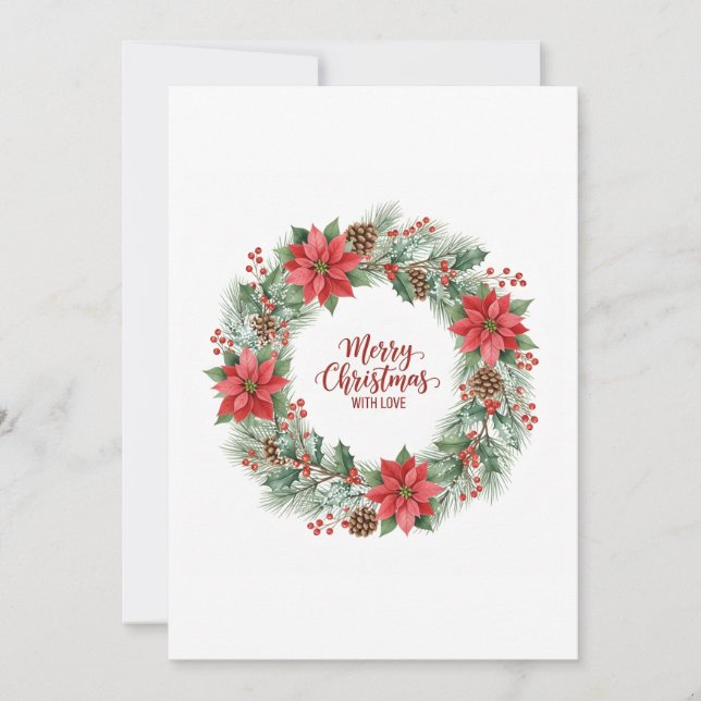 Carte de Noël Couronne de fleurs à l'aquarelle bot (Devant)