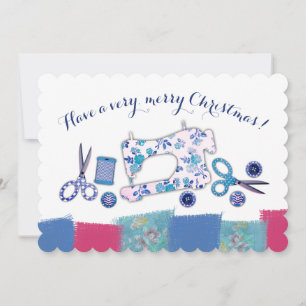 Carte de Noël couture en tissu de machine