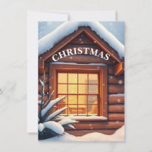 Carte de Noël Cozy Window avec Chute de Neige