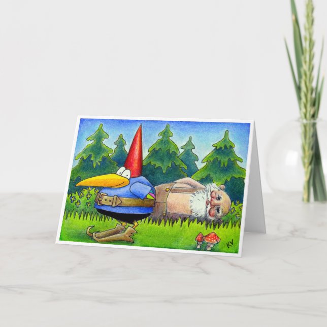 Carte de Noël Crow Gnome (Devant)