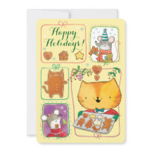 Carte de Noël Cute chat et souris
