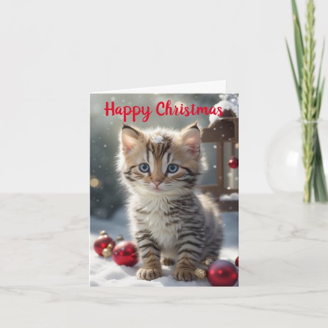 Carte de Noël Cute Kitten (Devant)