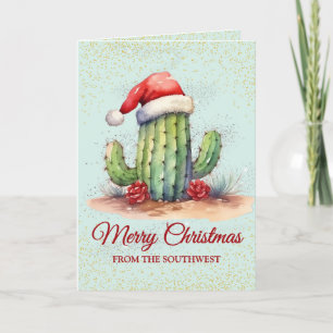 Carte de Noël Cute Southwest Dessert Cactus