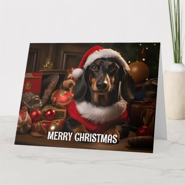 Carte de Noël Dachshund (Devant)
