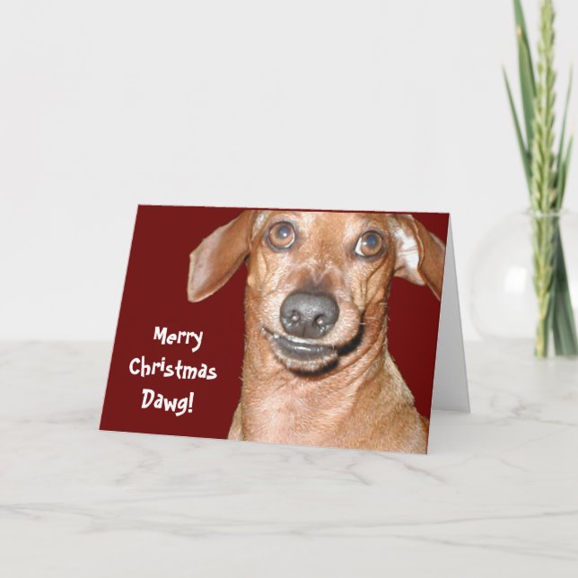 Carte de Noël Dachshund Dawg (Devant)