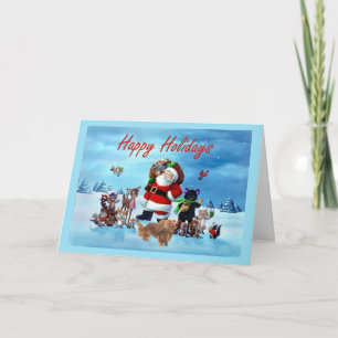 Carte de Noël Dachshund Père Noël Animaux2