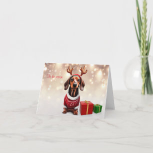 Carte de Noël Dachshund Reindeer