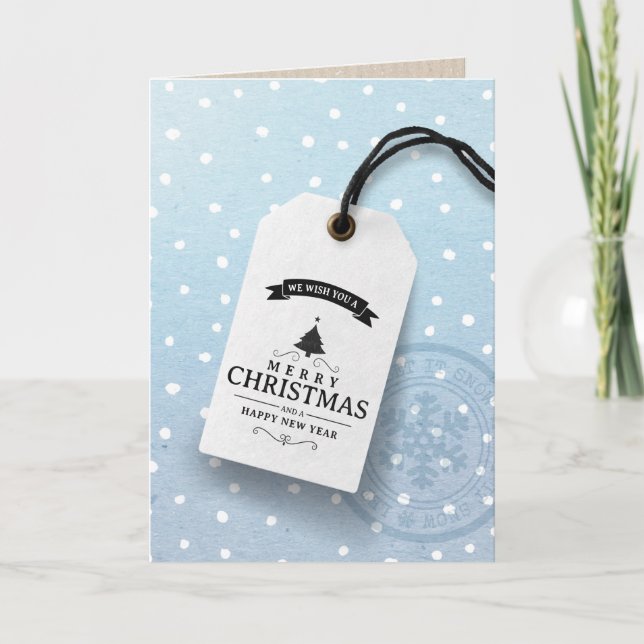 Carte de Noël d'affaires Étiquette bleu vacances d (Devant)