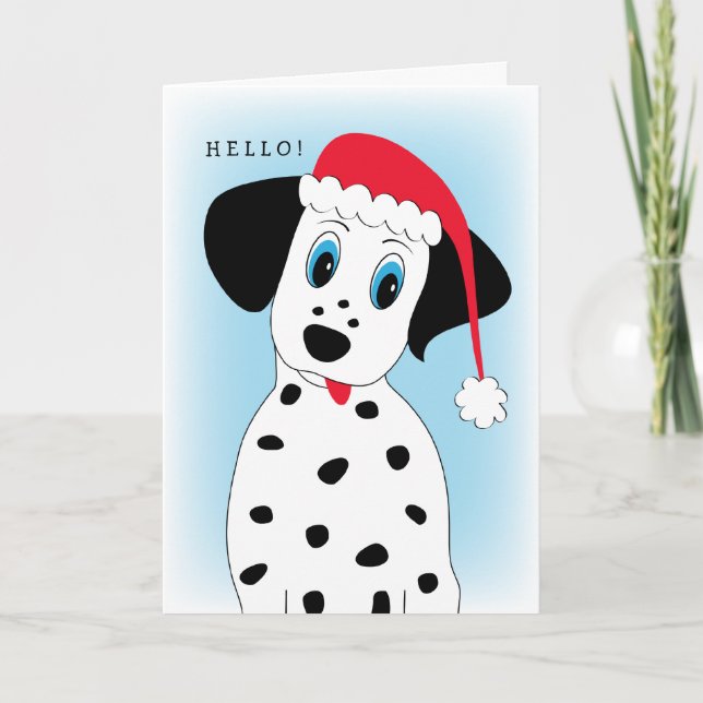 Carte de Noël dalmatienne mignonne de chien (Devant)