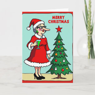 Carte de Noël Dame Enjouée