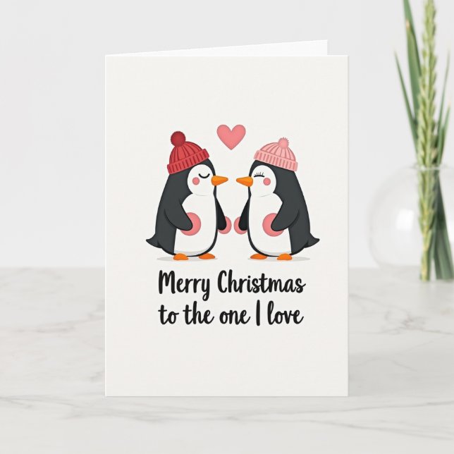 Carte de Noël d'amour de pingouin (Devant)