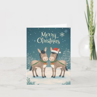Carte de Noël d'ânes joyeux