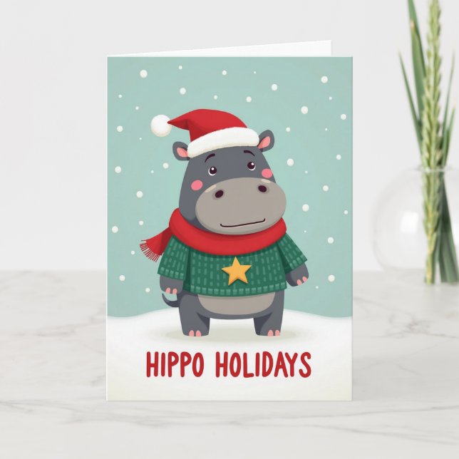 Carte de Noël d'animal enneigé (Devant)
