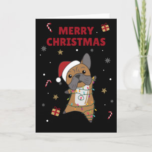Carte de Noël d'animaux d'hiver de chiens Bouledog