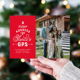 Carte de Noël d'annonce de déménagement avec 4 pho