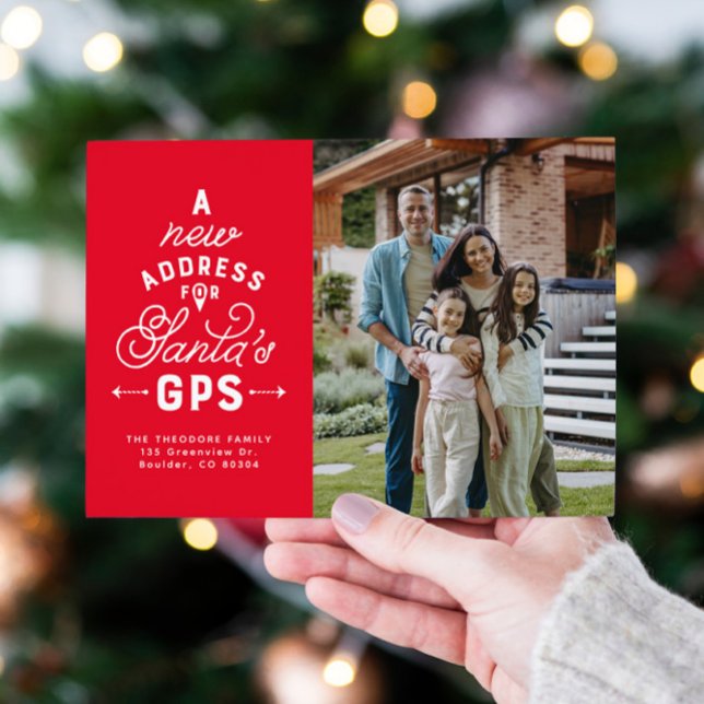 Carte de Noël d'annonce de déménagement avec 4 pho (Créateur téléchargé)