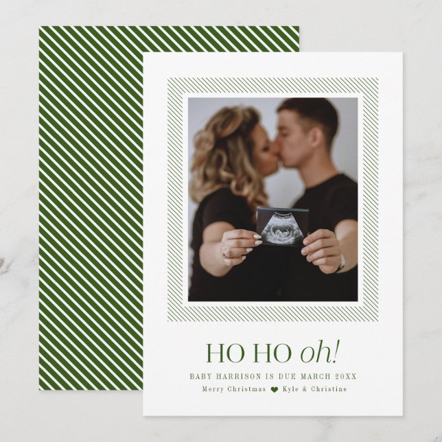 Carte de Noël d'annonce de grossesse Ho Ho Oh (Devant / Derrière)