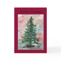Carte de Noël d'aquarelle : Arbre