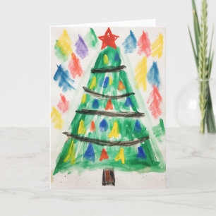Carte de Noël d'arbre de Noël aux crayons de coule