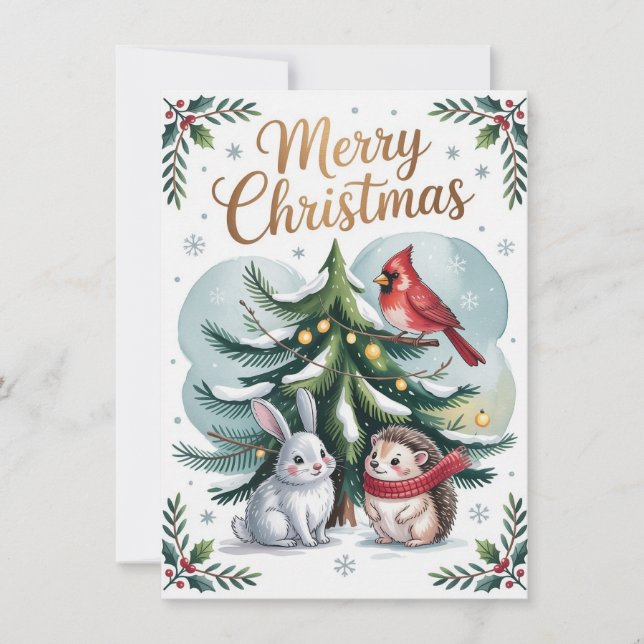 Carte de Noël d'arbre forestier (Devant)