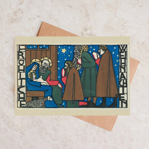 Carte de Noël d'Art de la scène de la Nativité en 
