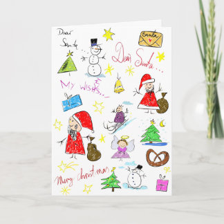 Carte de Noël d'art d'enfants pour les vacances