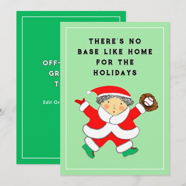 Carte de Noël de baseball (Devant / Derrière)