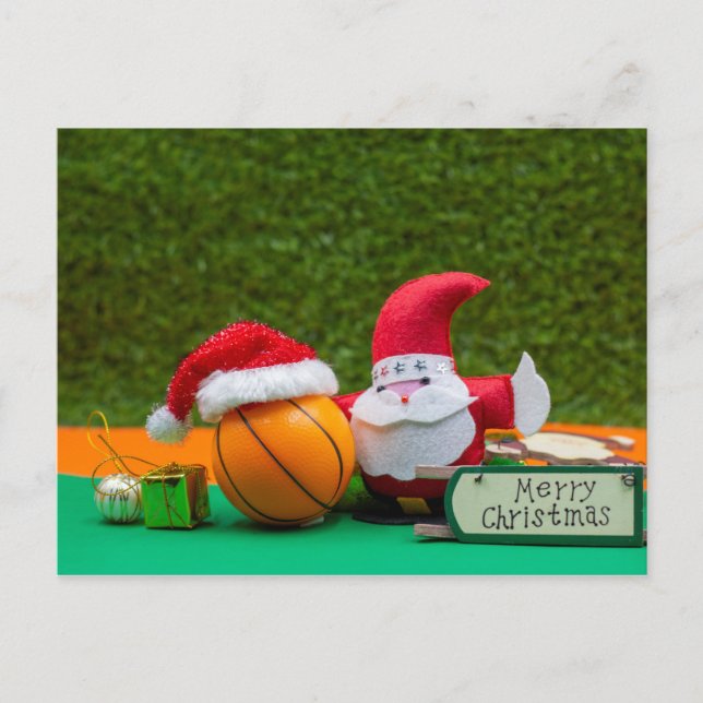 Carte de Noël de basket-ball avec le Père Noël (Devant)