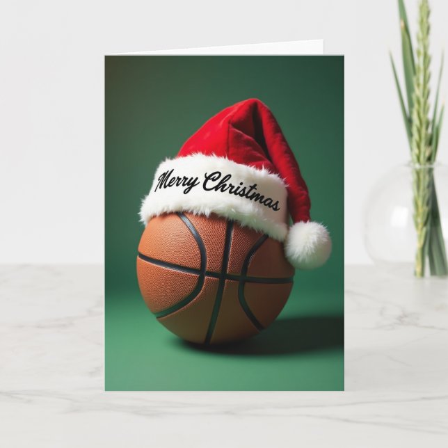 Carte de Noël de basketball joyeux (Devant)