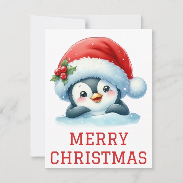 Carte de Noël de bébé manchot mignon (Devant)