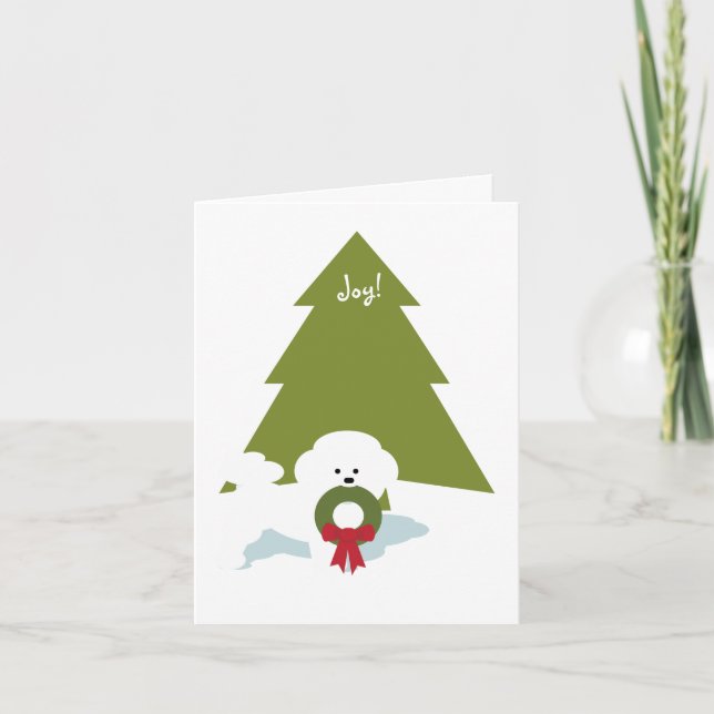 Carte de Noël de Bichon Frise - joie ! (Devant)