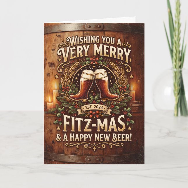 Carte de Noël de bière Fitz-mas (Devant)