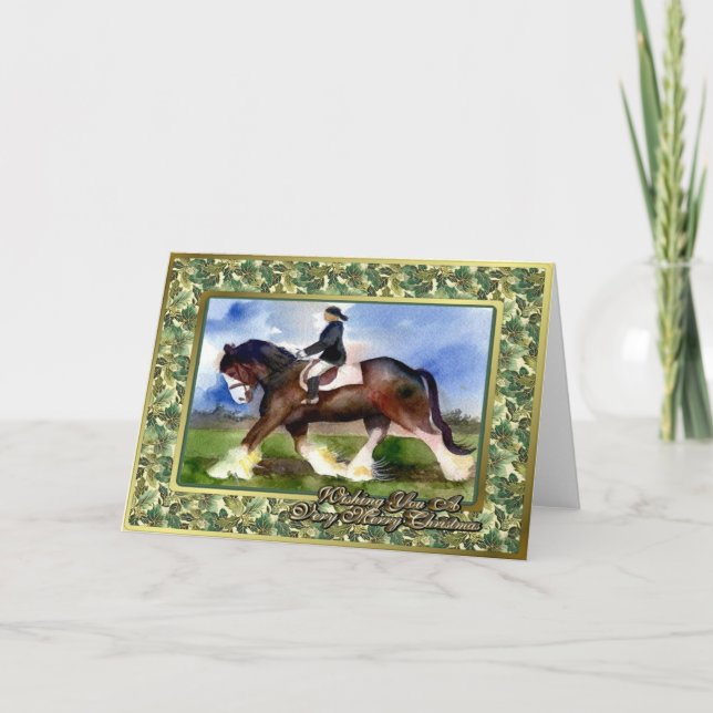 Carte de Noël de blanc de cheval de trait de (Devant)