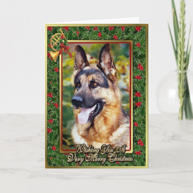 Carte de Noël de blanc de chien de berger allemand (Devant)