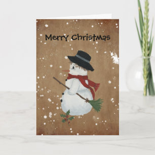 Carte de Noël de bonhomme de neige de pays