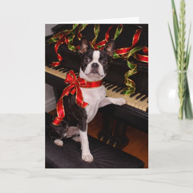 Carte de Noël de Boston Terrier – Fêtes de fin d'a (Devant)