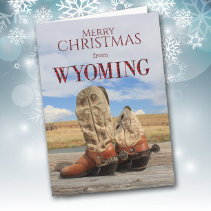 Carte de Noël de bottes de cow-boy du Wyoming