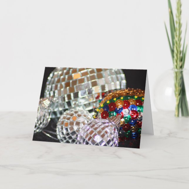 Carte de Noël de boules de parties scintillantes (Devant)