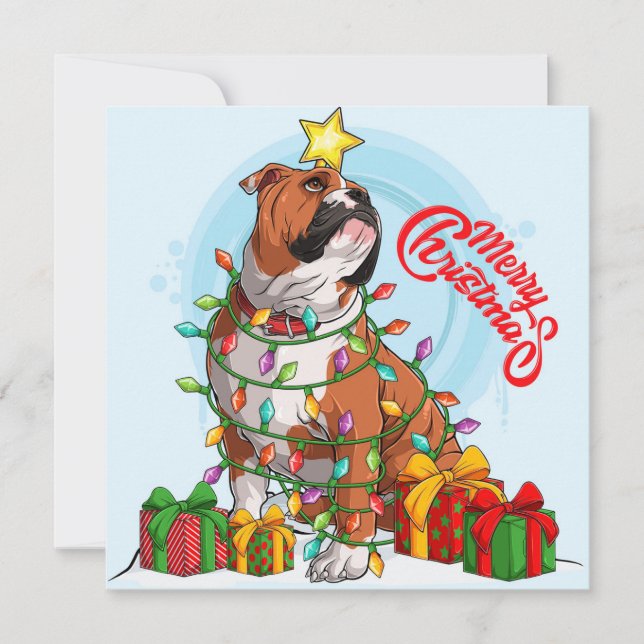 Carte de Noël de Bulldog Anglais de Fêtes (Devant)