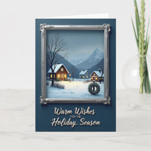 Carte de Noël de cabane enneigée