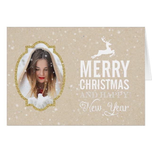 Carte de Noël de cadre de dentelle de la photo du  (Devant horizontal)