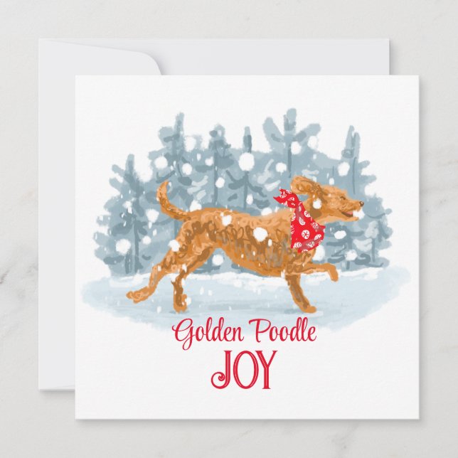 Carte de Noël de caniche d'or (Devant)