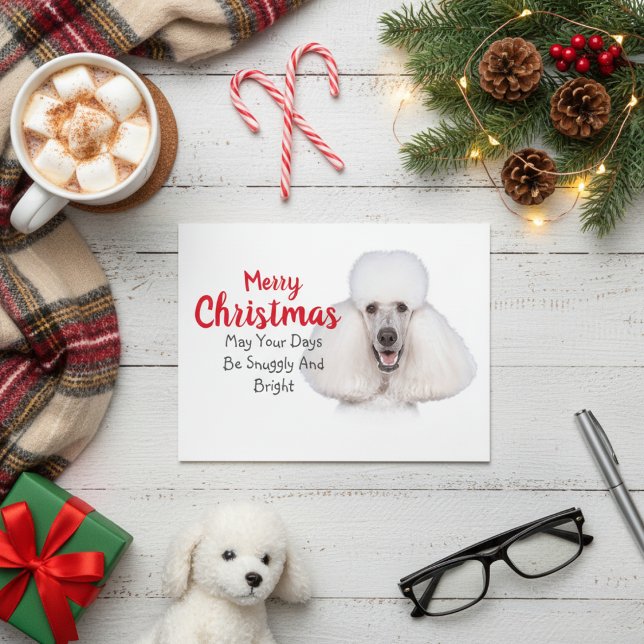 Carte de Noël de caniche standard blanc (White Standard Poodle Christmas Card)